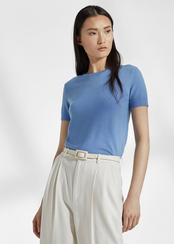 Sueter Ralph Lauren Mujer Azules - Cashmere Short-Sleeve - ISGMB7621